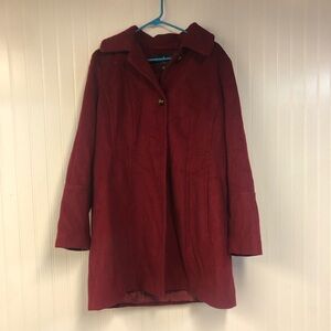 London Fog Red Women's Coat Button Closure Wools Blend Size Large